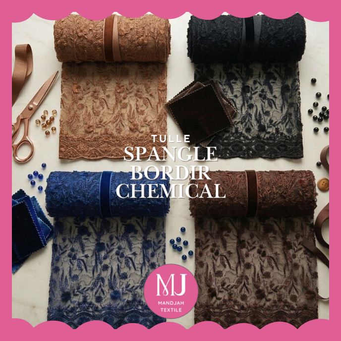 TERMURAH‼️Tulle Payet Spangle Bordir Chemical PREMIUM Meteran Eceran Murah Harga ½ Meter (COCOK UNTU