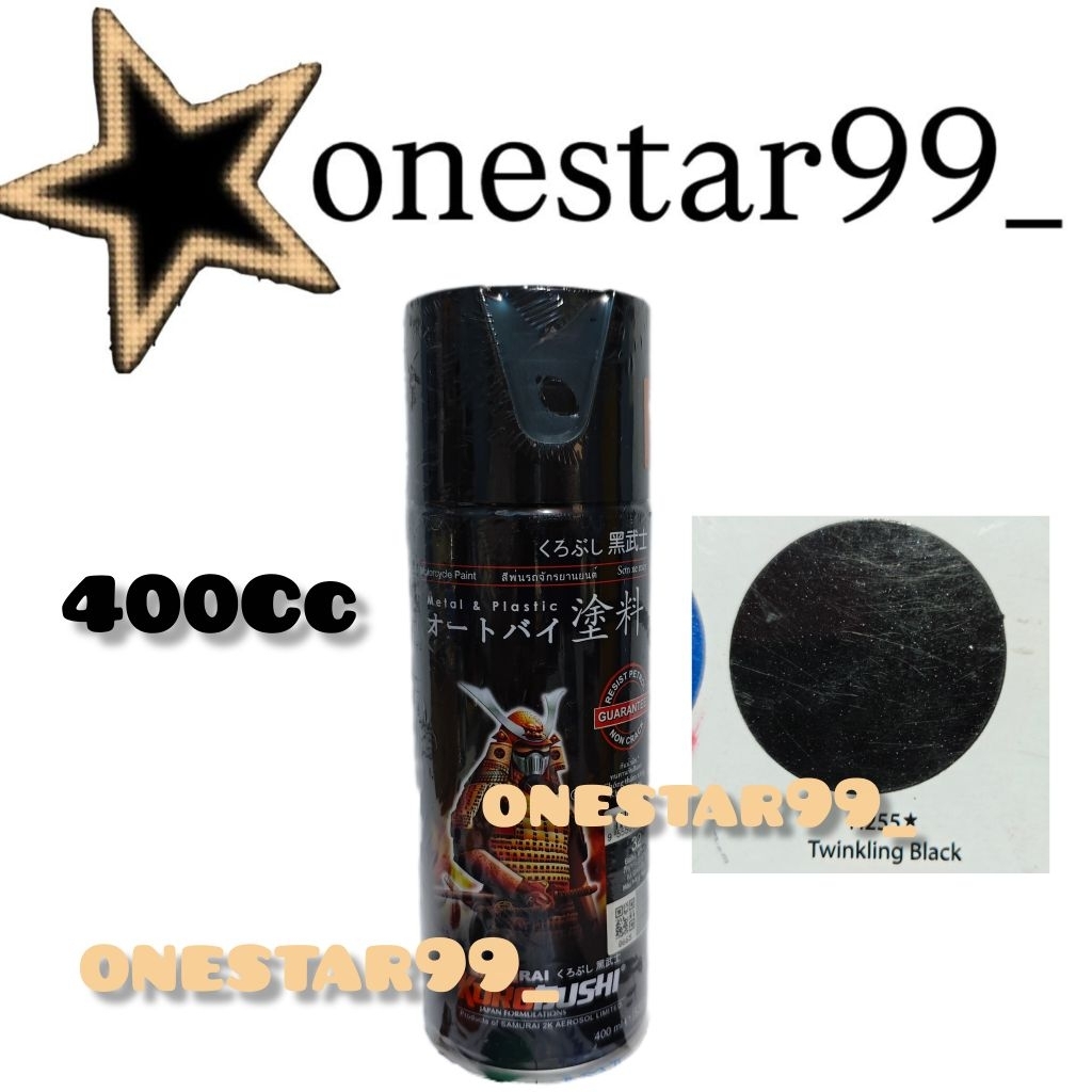 Pilok Pilox Pylox Cat Samuraipaint Twinkling Black H255 Hitam Metalik Glossy Samurai Spray Paint 400