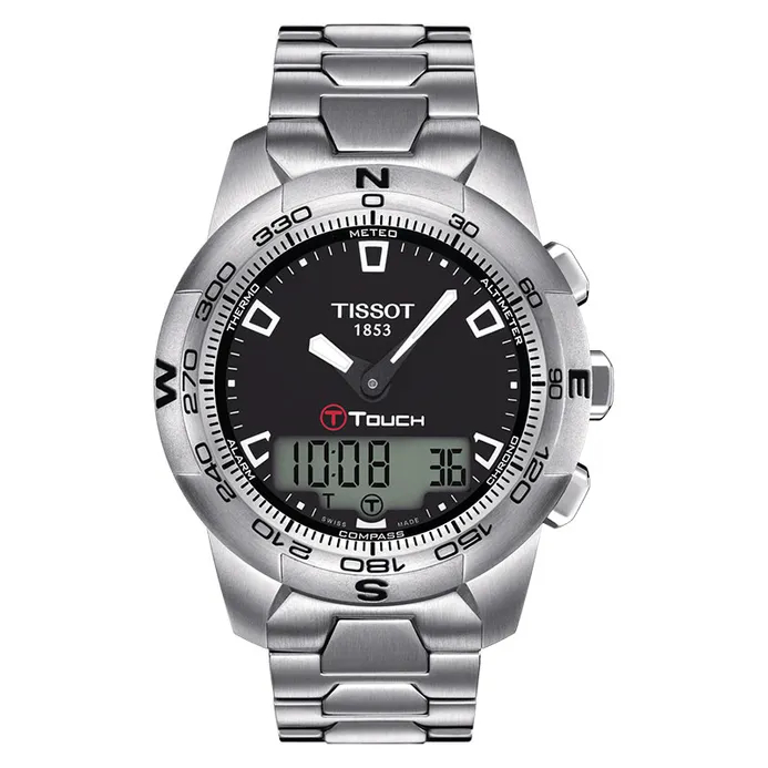 Tissot T-Touch II T047.420.11.051.00 Black Digital Analog Dial Stainless Steel Strap