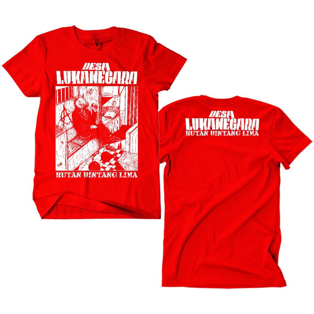 Kaos Band Punk Desa Lukanegara - Rutan Bintang Lima merah