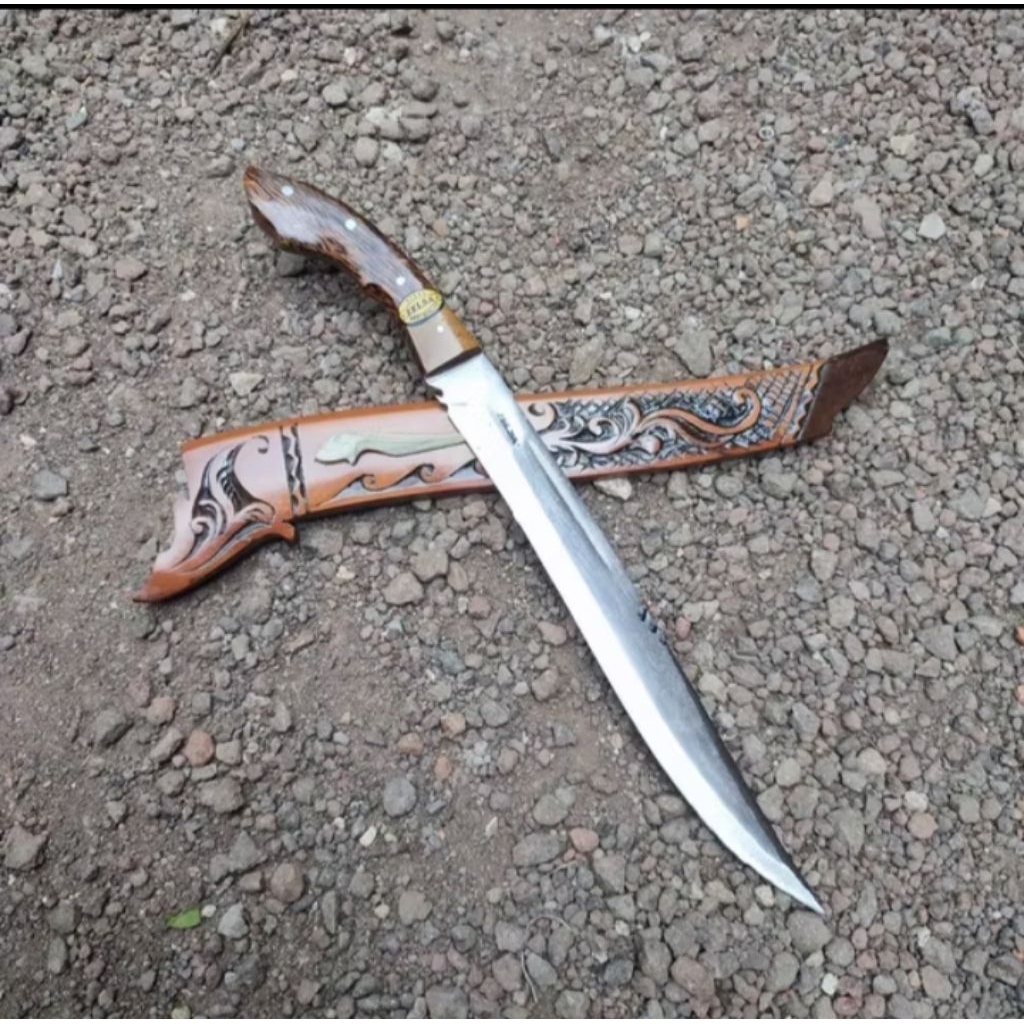 GOLOK TERLARIS SEMBELIH BAJA PUTIH ASLI GOLOK SEMBELIH SAPI / ZELSA UKIR UKIRAN JUMBO