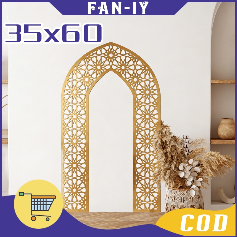 Hiasan Dinding Mihrab Mushola Vintage Idul Fitri Kerajinan Ornamen Rumah Dekorasi Gold Ramadhan Acry