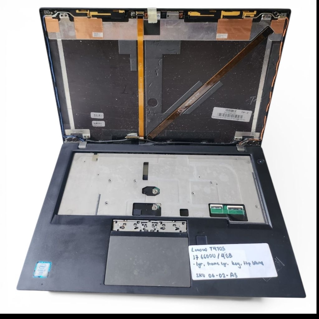 Laptop Lenovo ThinkPad T470s Core i7 6600U Minus Layar Frame Keyboard Tutup Belakang dan Baterai