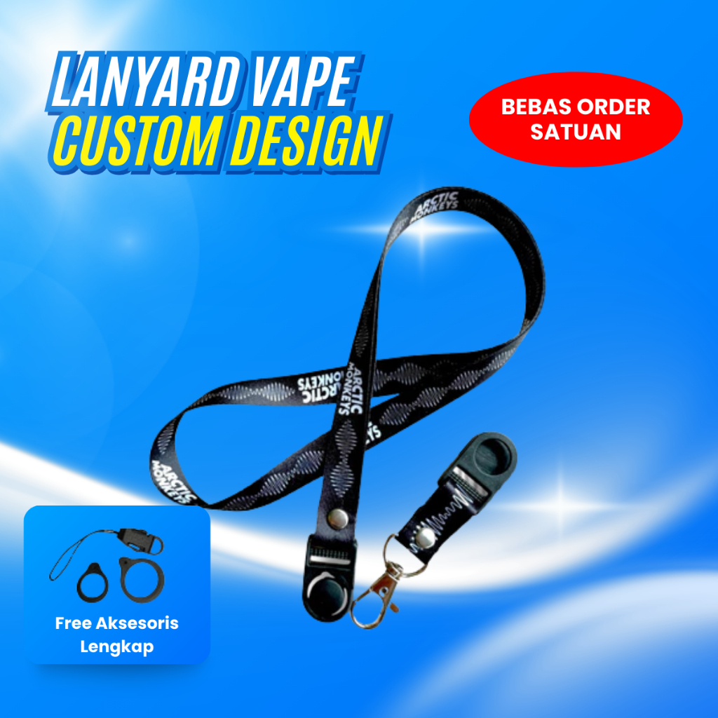 Cetak Tali Lanyard Vape Pod Custom Satuan / Tali Gantungan HP Full Print Bahan Tissue Premium