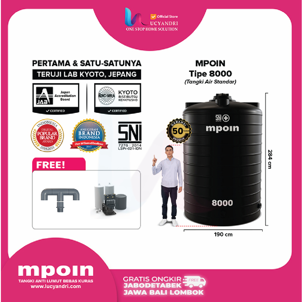 Tangki Air MPOIN PLUS 8000 Gelang Ring Toren Tandon 7500 Liter