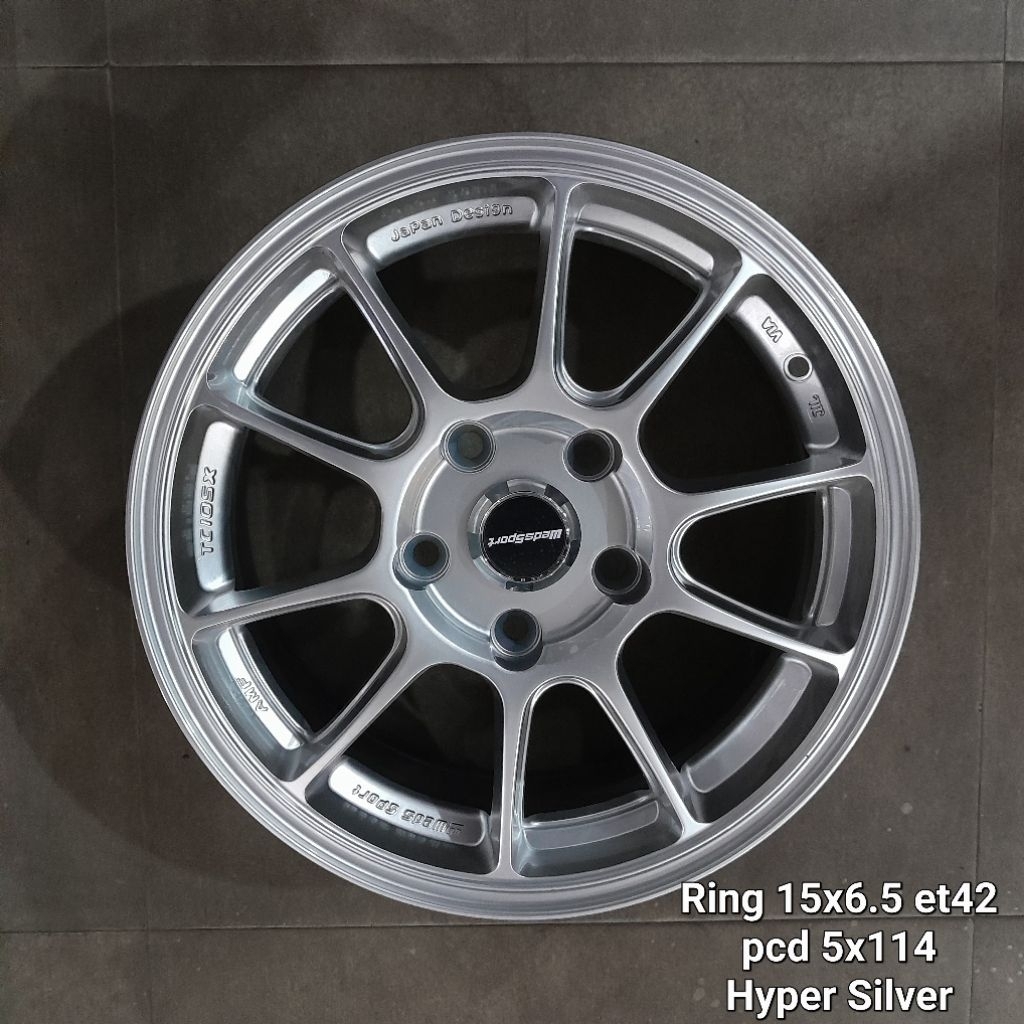 VELG TC105 RING 15 LEBAR 6.5 ET42 PCD 5X114 HYPER SILVER
