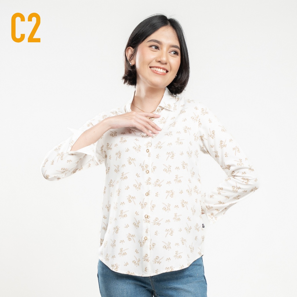 C2 Gyorla Green Kemeja Casual Wanita