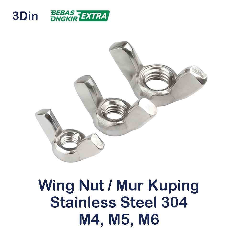 Wing Nut Mur Kuping Stainless Steel 304 M4 M5 M6