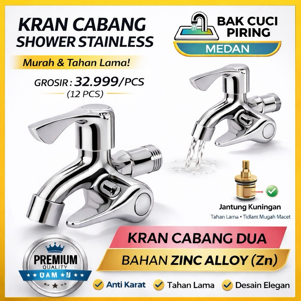 KRAN CABANG SHOWER STAINLESS/KRAN SHOWER DUA/KERAN AIR DUA STAINLESS