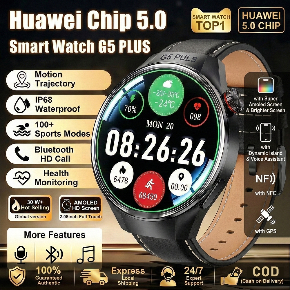 400mAh G5 PLUS 2.08"AMOLED Display Smart Watch HUAWEI Chips with Voice assistanta |30-Day Battery Li