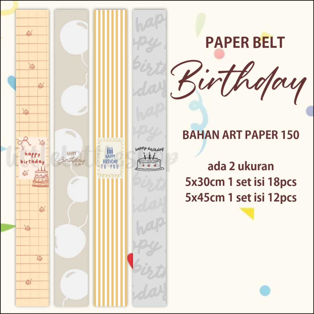 Paper Belt Bento Ulang Tahun/ Sleeve Birthday Box/ Belt Nasi Kotak Ultah Bday Estetik New Design
