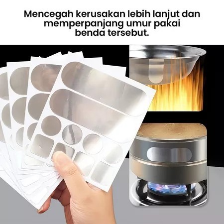 Penambal Panci 1 Lembar Aluminium (isi10pcs) Lem Panci Bocor Tahan Panas Stiker Lubang Panci Suhu Ti