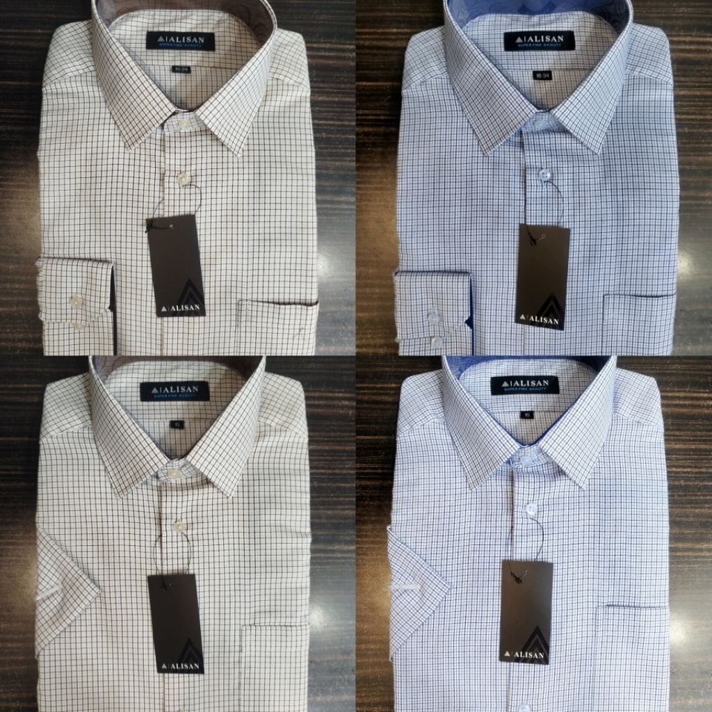 Alisan Motif Kotak Lengan Panjang dan Pendek Reguler