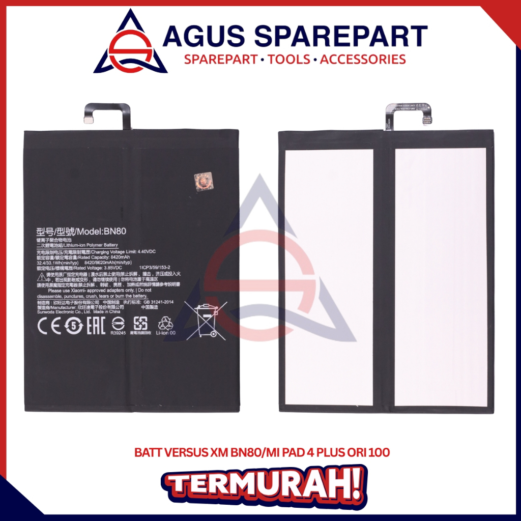 BATERAI XIAOMI BN80 / MI PAD 4 PLUS ORI / BATRE / BATTERE / BATTERY