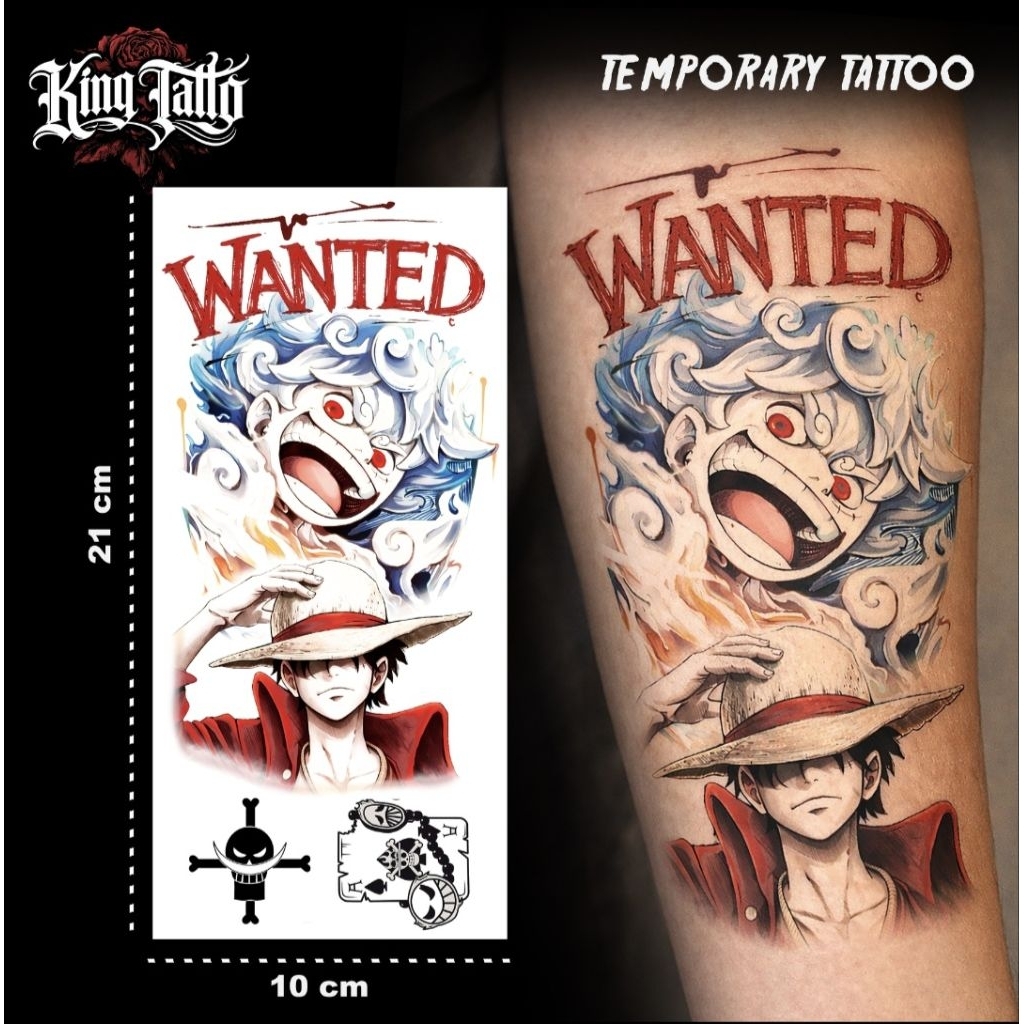 Tatto Anime One Piece Tatto Temporary King Tatto 21 x 10 CM Tahan Lama