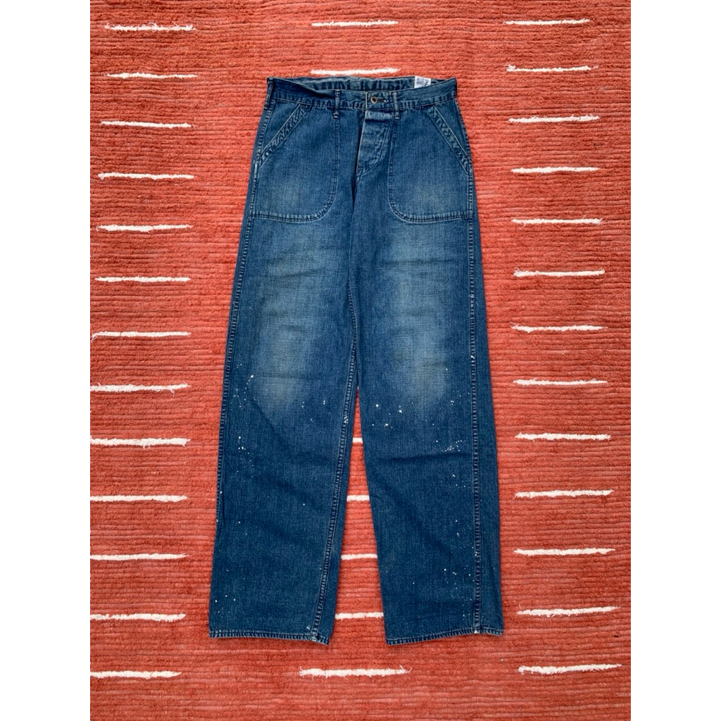 orSlow US Navy Denim Baker Painted Pants