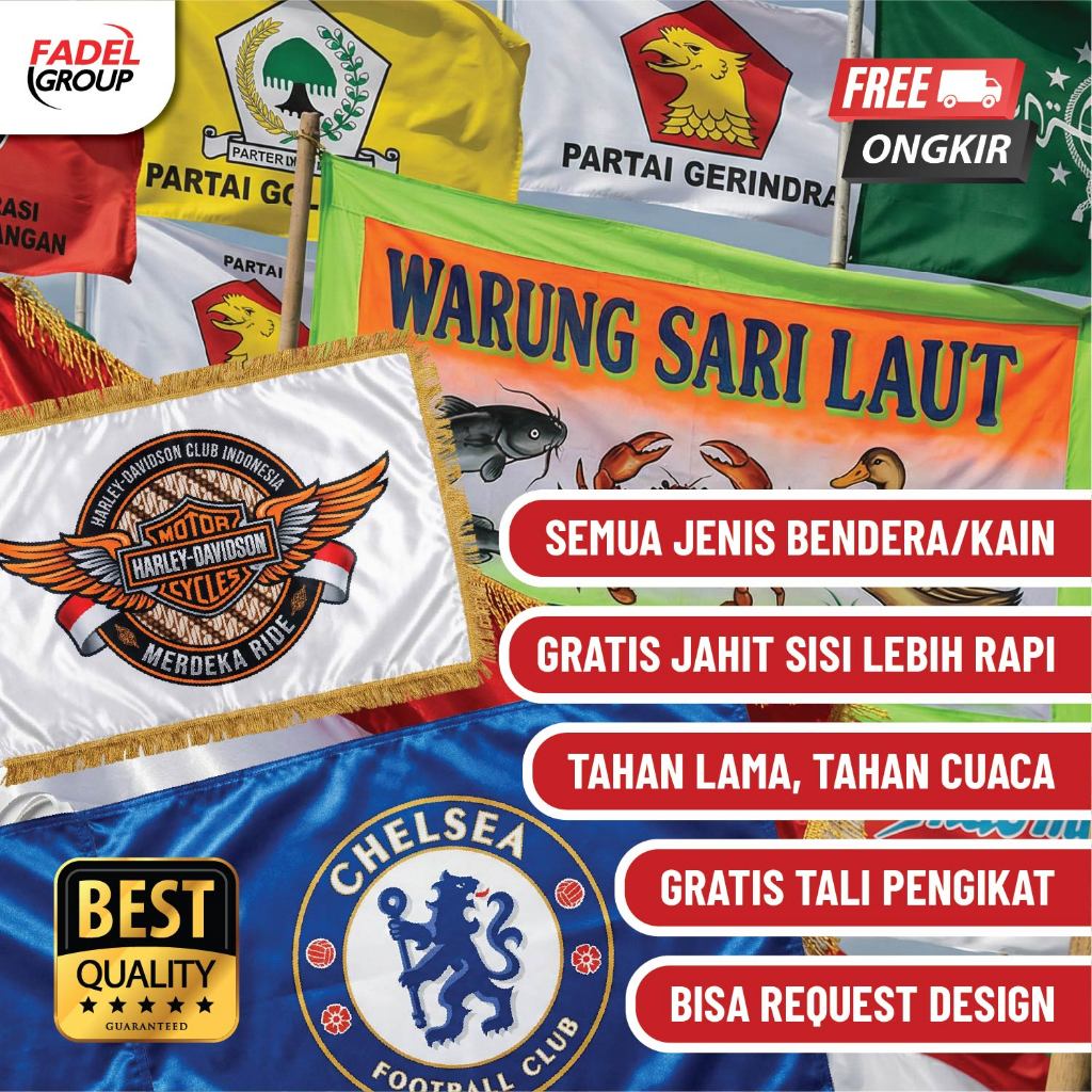 CETAK BENDERA UMBUL-UMBUL KAIN CUSTOM DESIGN