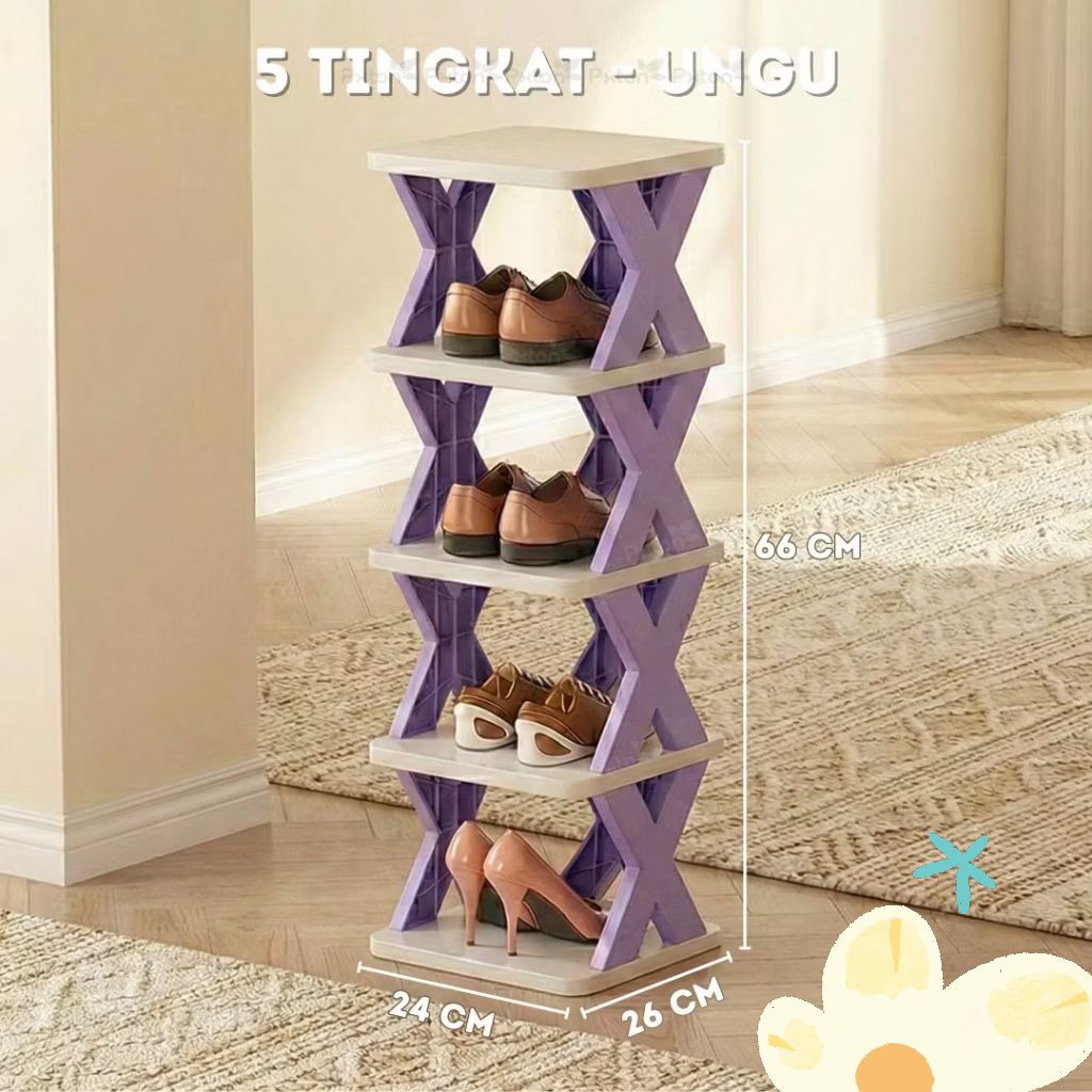 Rak Susun Plastik Rak Sandal Sepatu 5 susun