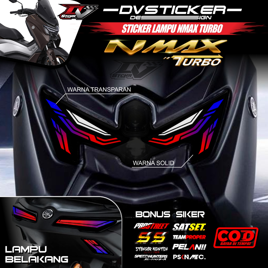 Stiker Lampu Alis MOTOR NMAX TURBO NEO 2024 2025 - Sticker Variasi Lampu NMAX Neo S TRANSPARAN UV