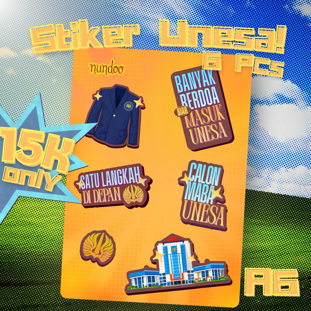[MURAH] 6 Pcs Stiker PTN A6 - Unesa - Stiker Murah, Stiker Lucu|nundoo