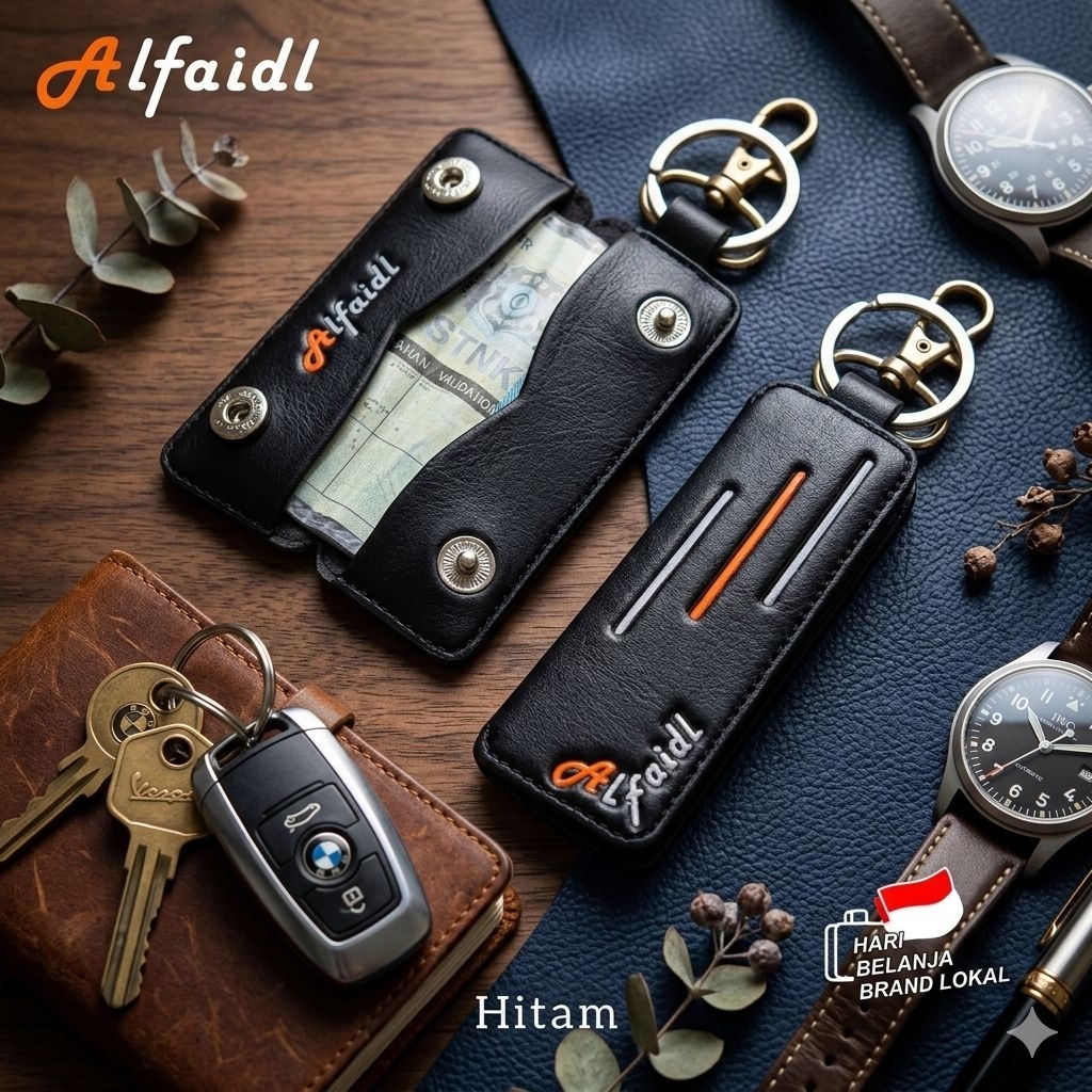 ​ALFAIDL - Dompet STNK Mobil Motor Kulit Premium Slim Original - Gantungan Kunci STNK Elegant Anti H