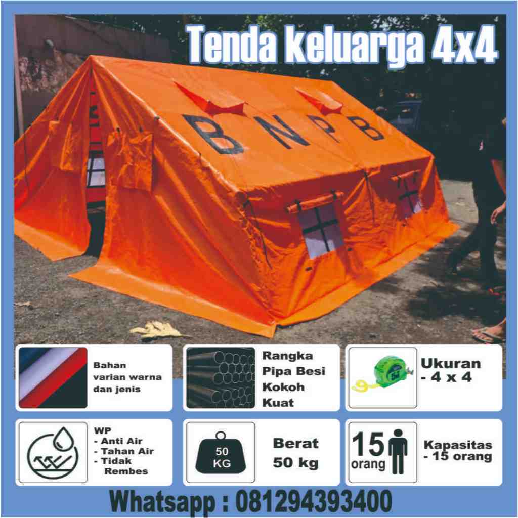 Tenda keluarga 4x4 BNPB pengungsi