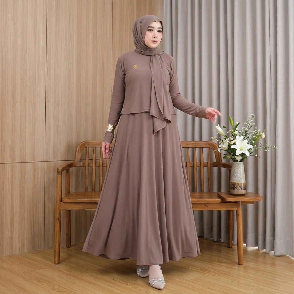 SET ROK HIJAB YUMNA BAHAN JERSEY