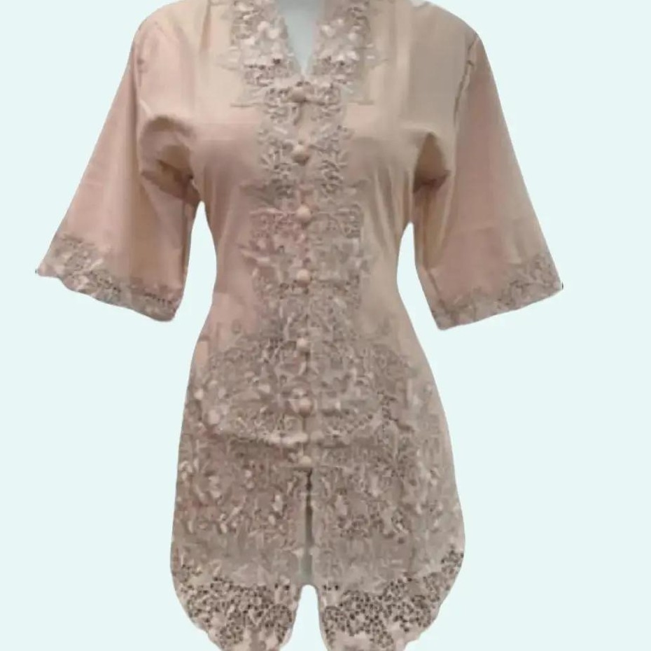 Atasan Kebaya Encim Bordir Polos Lengan Pendek Bahan Katun Premium Warna Lavender