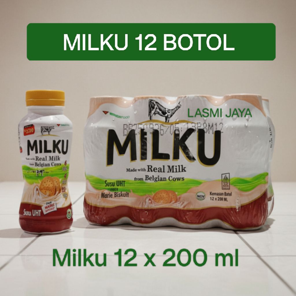 Milku 1 krat 12 botol kemasan 200 ml Milku 1 pack 12 botol Milku 1 dus 12 botol kemasan 200ml