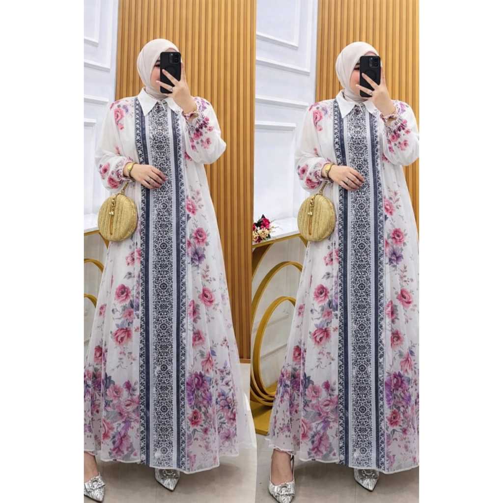 Bini Orang Rifani. Audiya Set Hijab Gamis Ceruty Pakaian Wanita Gamis Lebaran.