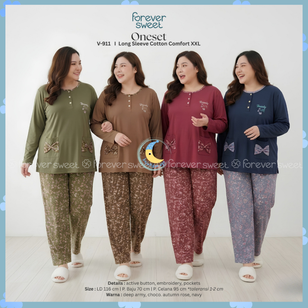 Setelan Kaos One Set Forever PP Lengan Celana Panjang Jumbo XXL Ld120