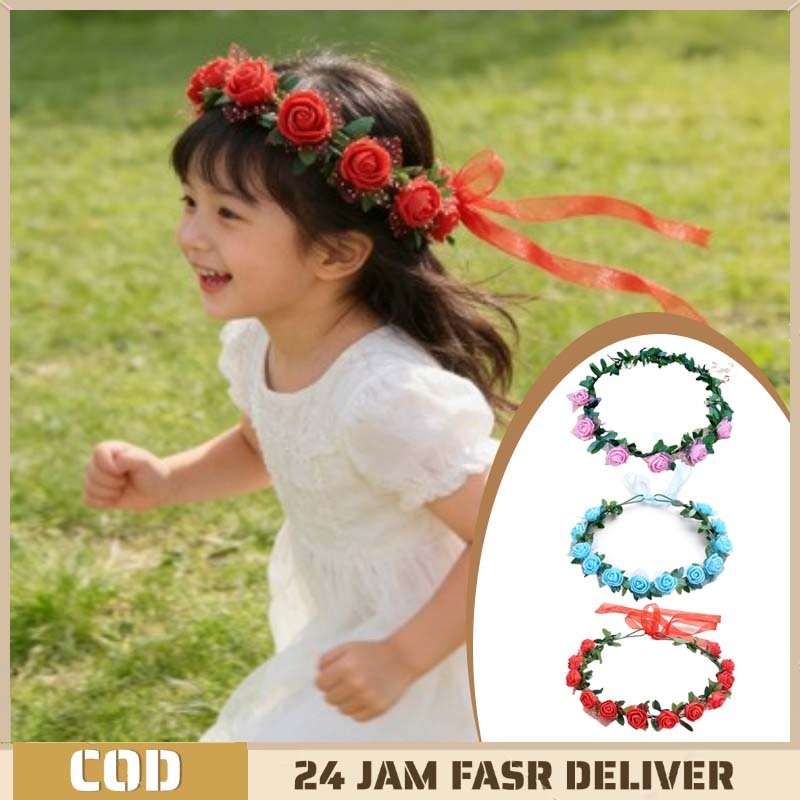 Aksesoris Rambut Bandana Bunga Mahkota Bunga Bando Rambut Cantik Mahkota Daun Bunga Rambut Mahkota P