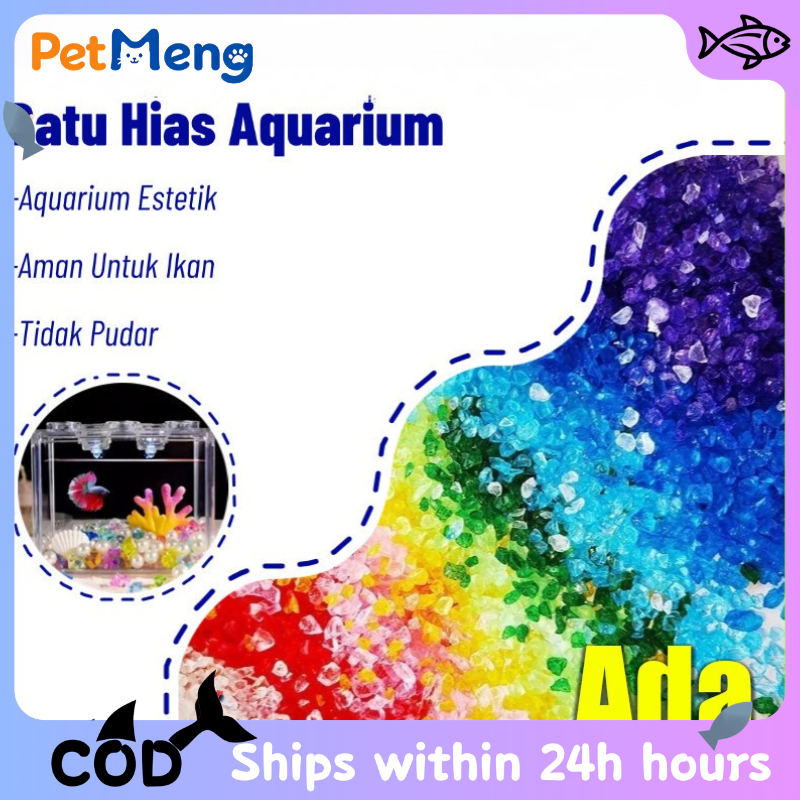 Batu Hiasan Akuarium 6 Warna | Biru/Hijau/Merah, dll. | Aman untuk Ikan Cupang/Guppy | 100g, Isi 500