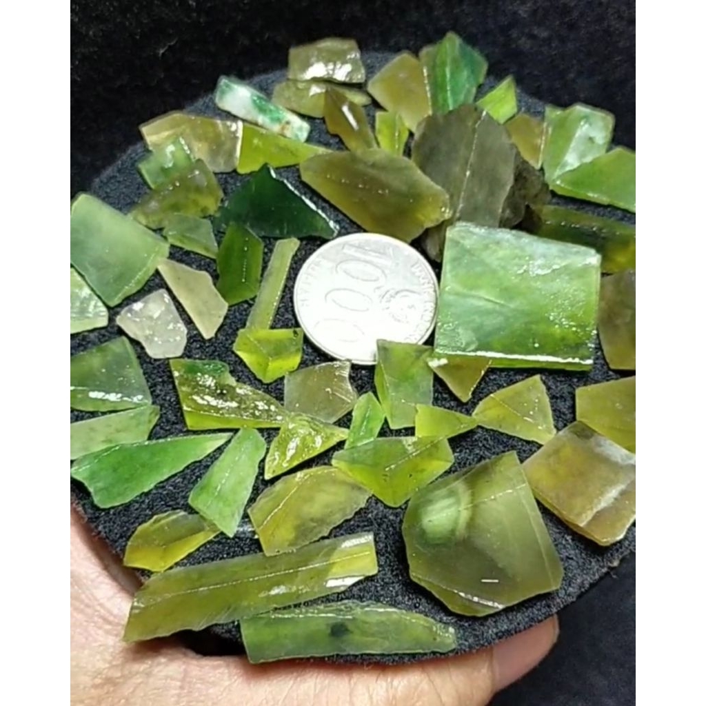 X18 - 50 Pcs - Batu Idocrase ACEH Potekan - Serpentine Lumut Ice Jade Solar Lumut Murah