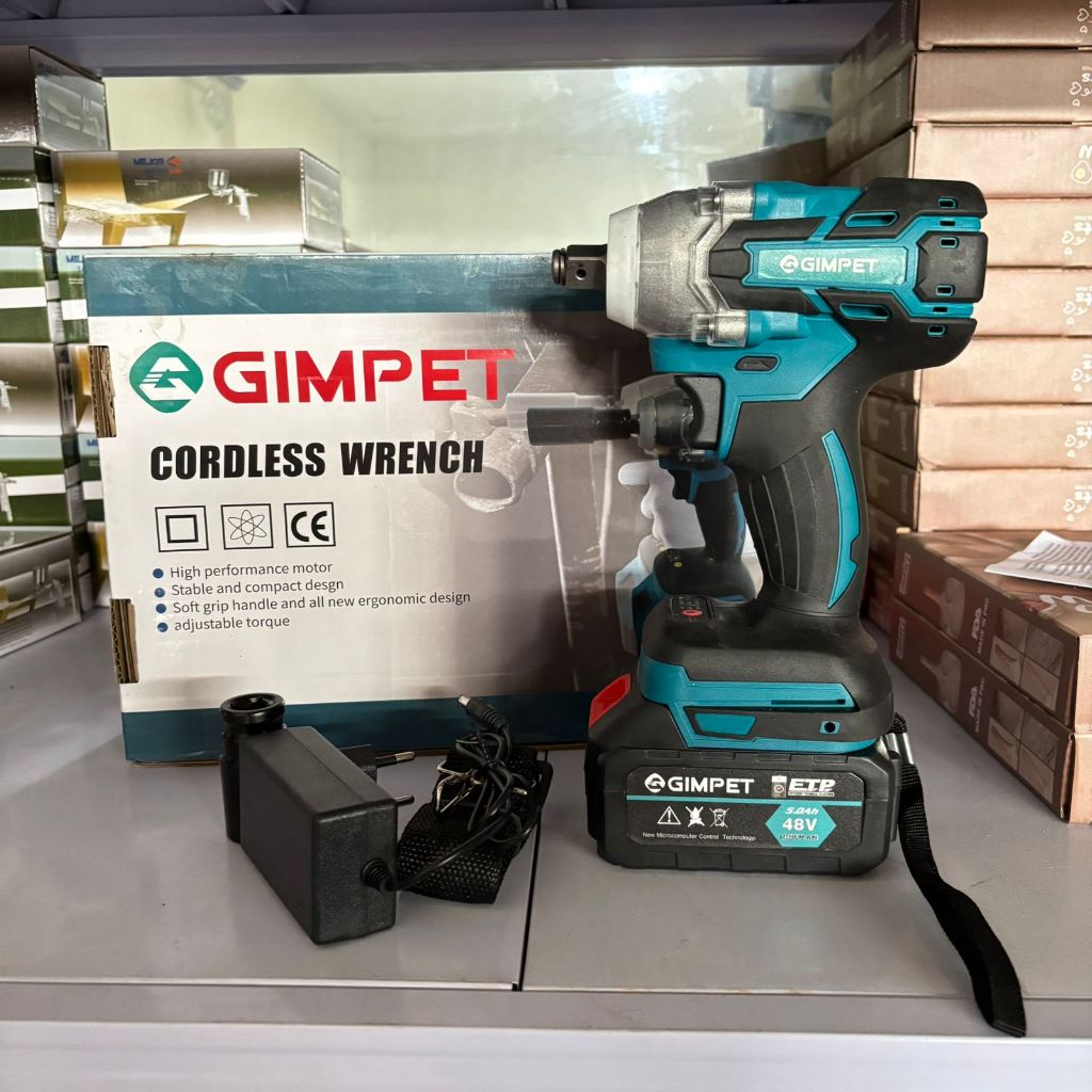 Gimpet Impact Wrench Brushless Mesin Bor Baterai Bor Impact Baterai Cordless Electric Rrench