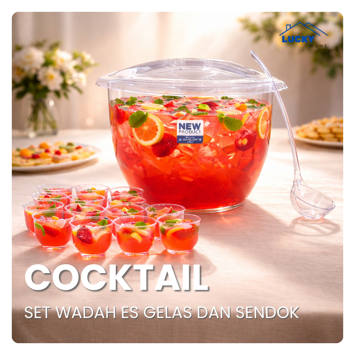 LUCKY HOME - COCKTAIL PUNCH SET/SET WADAH ES FREE GELAS/WADAH MINUMAN/MAGKOK ES BUAH SET PREMIUM