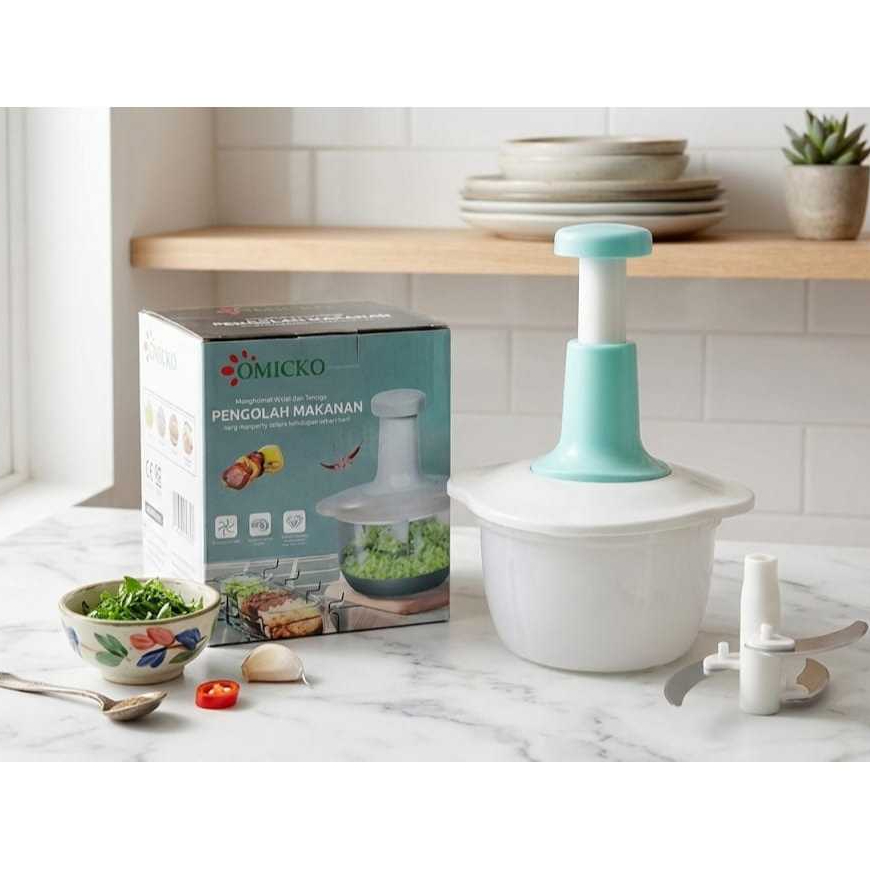 Chopper Blender Pemotong Manual Omicko tekan Pencacah penggiling daging - Chopper manual 3 mata pisa