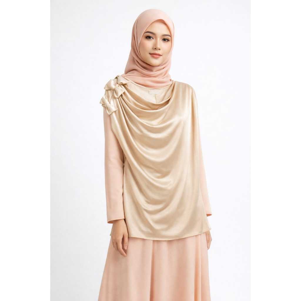 Sole Mio ORI Gold Satin Drapery Elegant Top – Blouse SolemioPreloved