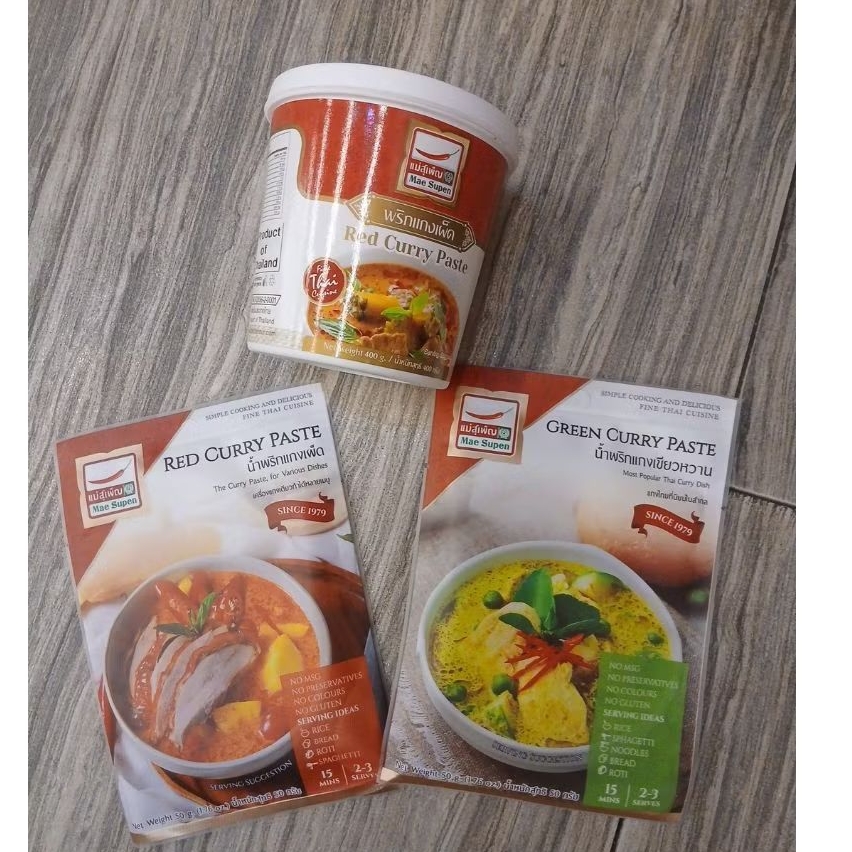Mae Supen Red Curry Paste dan Green Curry Paste - Rasa Pedas dan Lembut