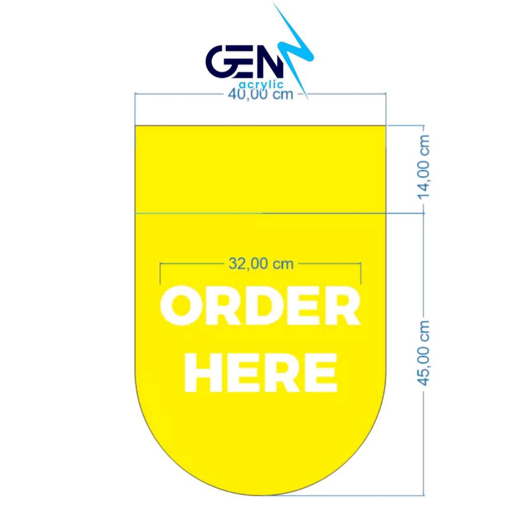 Sign Order Here Meja | Papan Tulisan Order Here Cafe Restoran Booth Kasir Penunjuk Tempat Pesan