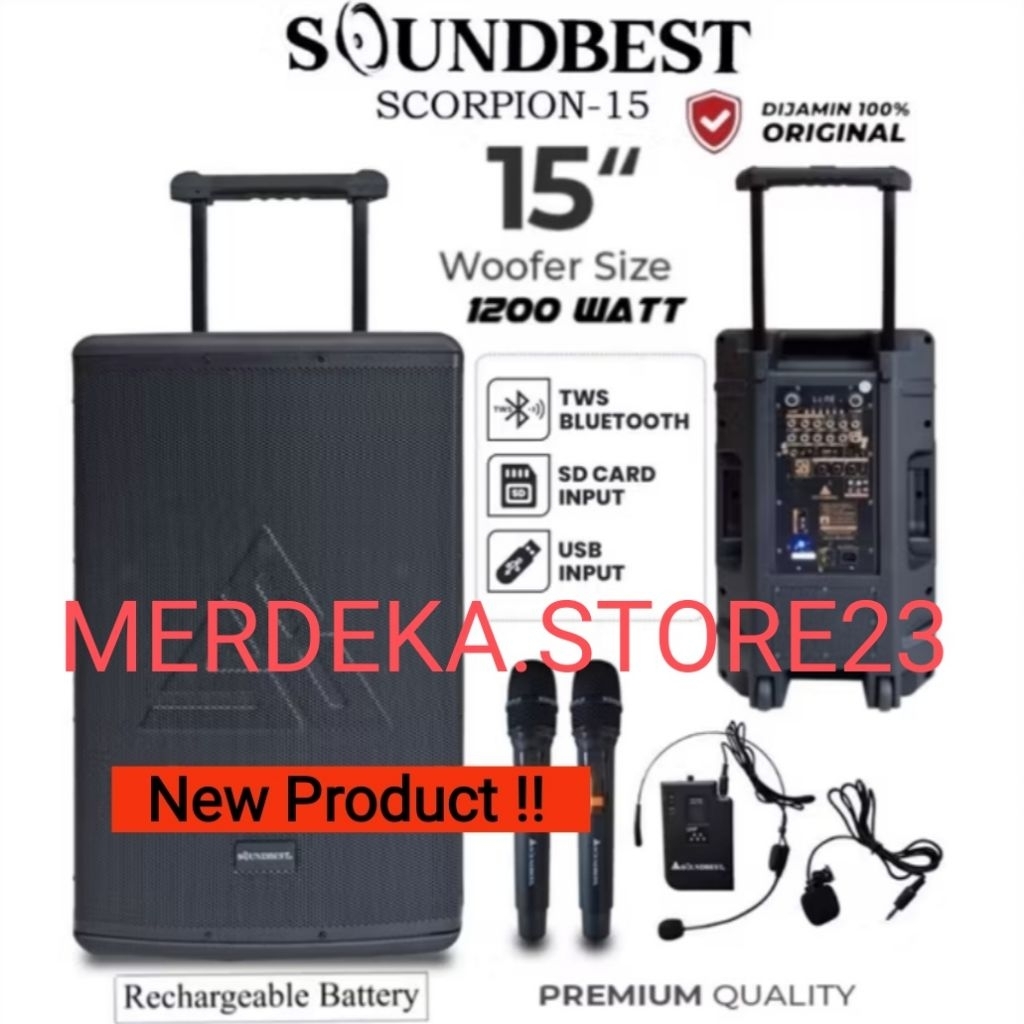 Speaker Portable SOUNDBEST 15 Inchi SCORPION15 Original SOUNDBEST SCORPION - 15 Garansi Resmi - Read