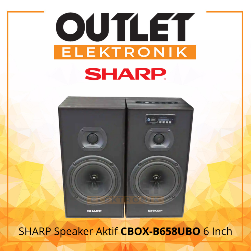 SHARP Speaker Aktif CBOX-B658UBO 6 Inch Woofer, Bluetooth 5.0, X-Bass Sound, Karaoke, USB, Garansi R