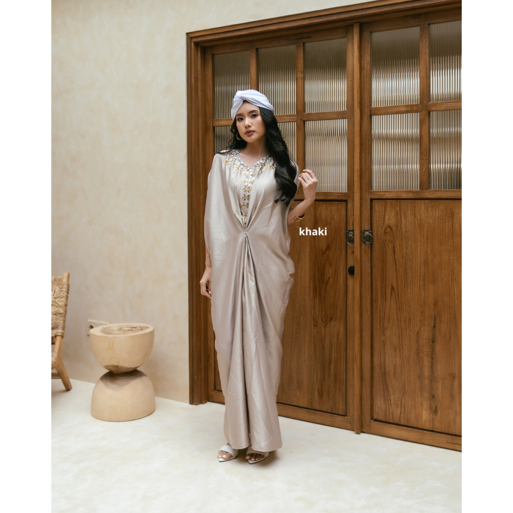 Crawlcollection Alisa Long Kaftan Dress Lebaran Idul Fitri Motif Kekinian Jumbo Friendly