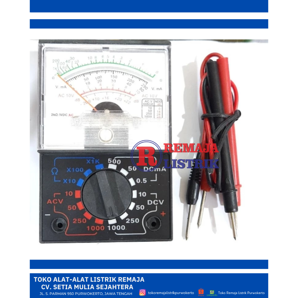 Multi Tester Kecil Jarum Analog Rocia / Alat Pengukur Arus Listrik Kecil Analog Rocia