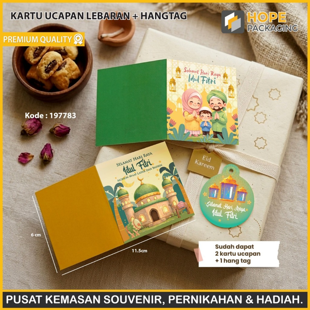 Kartu Ucapan Lebaran, Natal & CNY/ Hangtag Hampers Imlek + Tali/ Kartu Ucapan Natal 3D Bentuk Rumah 