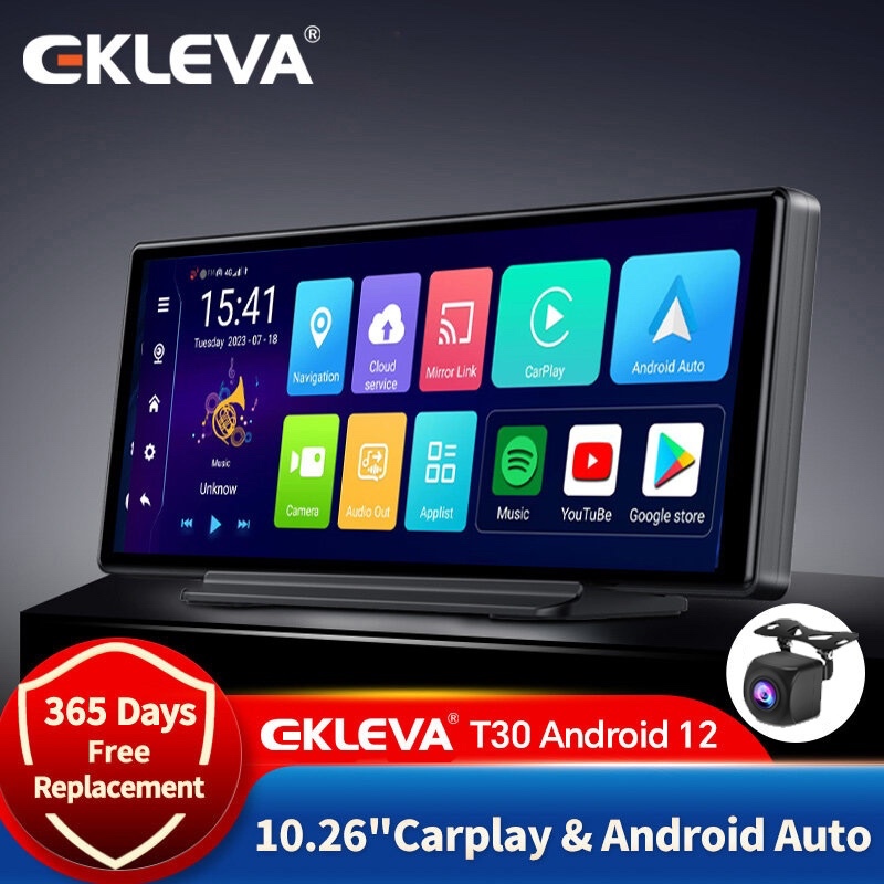 EKLEVA Android 12 2+32GB Head Unit Mobil Carplay Android Auto Bluetooth WIFI GPS GPS Navigasi DVR Pe