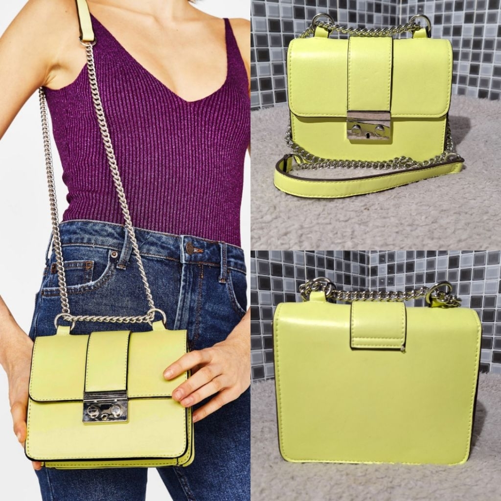 BERSHKA TAS SLING BAG SLEMPANG YELLOW BARU ASLI ORIGINAL