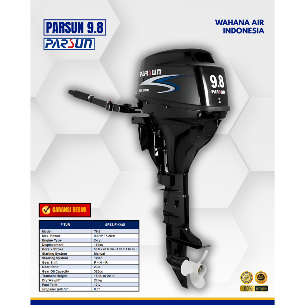 (BERGARANSI) 9.8PK MESIN TEMPEL PARSUN OUTBOARD