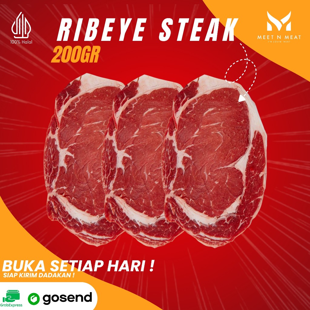 Ribeye Steak Beef 200gr - Daging Steak Cuberoll Ribeye Premium