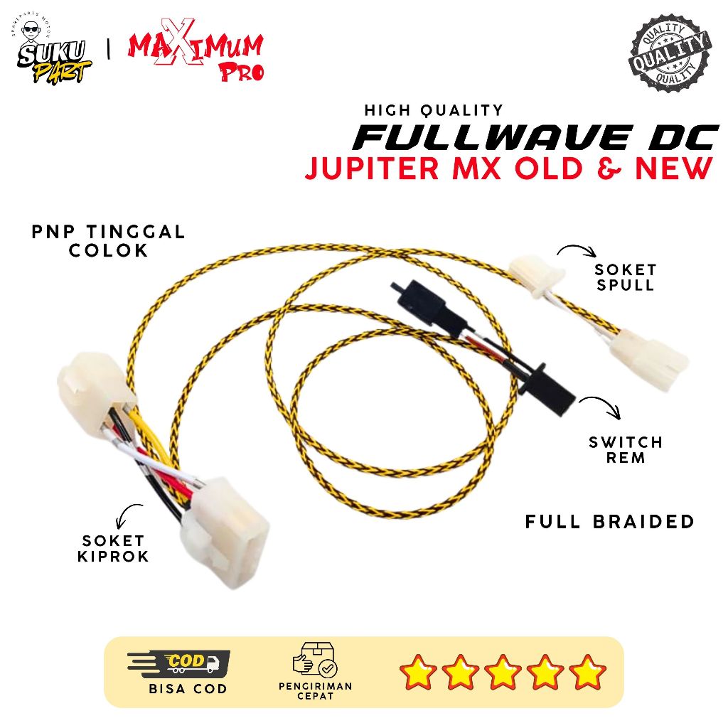 KABEL FULLWAVE PNP JUPITER MX NEW KABEL FULLWAVE DC JUPITER KONVERTER FULLWAVE BRAIDED SLEEVE RAPIH